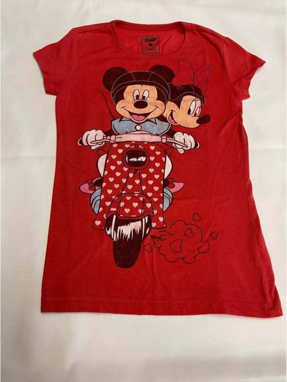 Disney Mickey Minnie Girls Large Red Scooter Graphic T-Shirt Old Navy